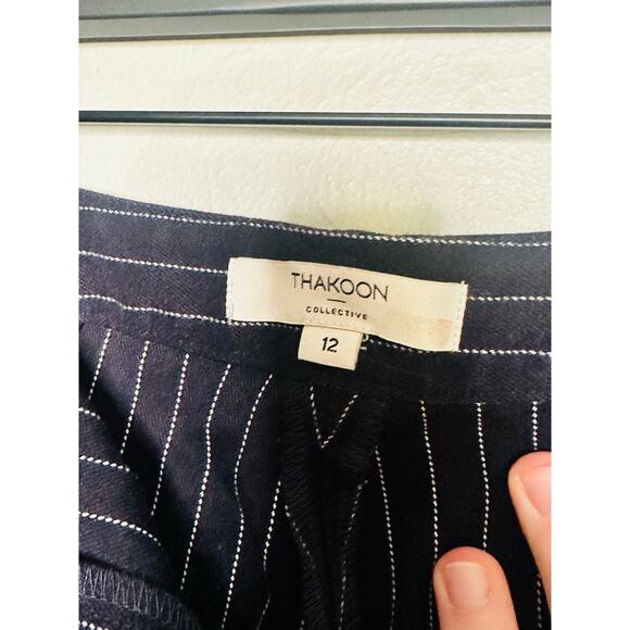 THAKOON x RTR Navy Stripe Twill Pinstripe Cargo Pants Size 12 - Picture 8 of 13